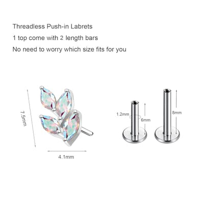 G23 Titanium Flat Back Earrings Studs 20g 18g 16g F136 Titanium Labrets Press Fit Threadless Push In Dainty Cartilage Helix Conch Lobe Lip Tragus Piercing Jewelry Push Back - style: 4eye-AB