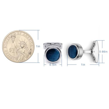 Cufflinks for Men, Stainless Steel Tuxedo Cuff Links Classic | Stainless Steel, 0.5 inch Lead-Free and Nickel-Free, groom Wedding Business Party, Gift for boyfriend Husband father - color: Blue