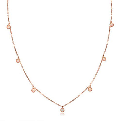 Barzel 18K White Gold & 18K Rose Gold with Created Fire Opal Necklaces In 18 Inches with 2 Inches Extension - color: Rose Gold