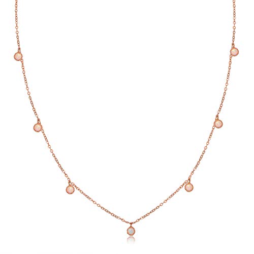 Barzel 18K White Gold & 18K Rose Gold with Created Fire Opal Necklaces In 18 Inches with 2 Inches Extension - color: Rose Gold