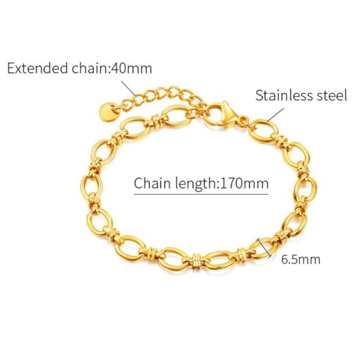 Jude Jewelers Stainless Steel Linked Infinity Charms Chain Style Bracelet - color: Gold