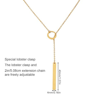 Mikovivi Long Gold Necklace for Women, Dainty Lariat Y-Shaped Pendant Necklace Adjustable Minimalist Jewelry for Women Birthday Holiday Accessories Gifts