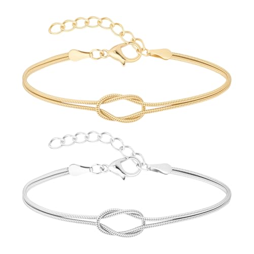 Cuff Bangle Bracelets for Women, Link Chain Bracelets Jewelry Gifts for Women - style: Love Knot