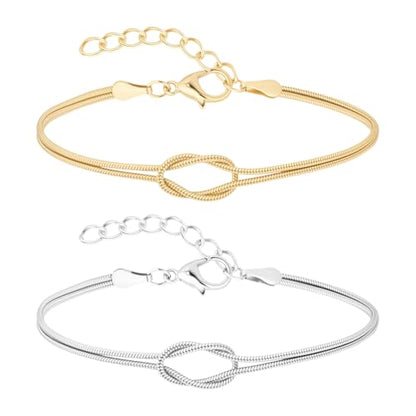 Cuff Bangle Bracelets for Women, Link Chain Bracelets Jewelry Gifts for Women - style: Love Knot