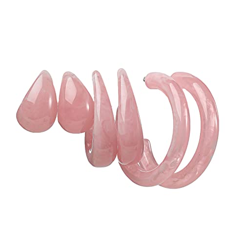 3Pairs Lightweight Minimalist Vintage Polished Teardrop Waterdrop C Shape Circle Round Cuff Acrylic Resin Hoop Earrings Colorful Thick Chunky Wide Thin Acetic Acid Earrinsg Set for Women - color: C pink