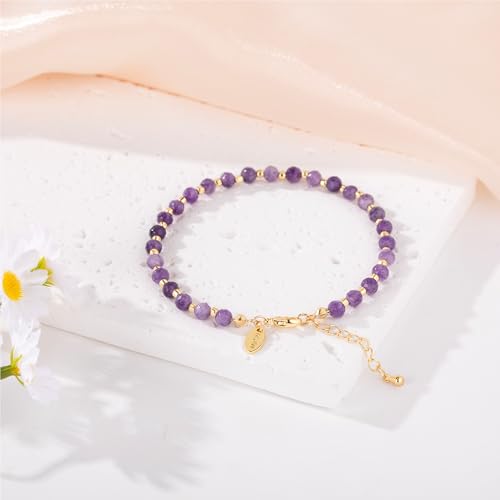 Inspirational Gifts Healing Natural Stone Bracelets for Women Anxiety Stress Relief Bracelet Handmade Jewelry for Friends Sister, Christmas Stocking Stuffers Thanksgiving Basket - color: Purple-Mystery