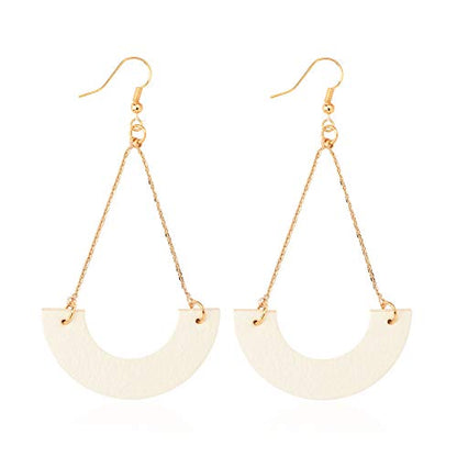 KINIVA Leather Dangle Earrings for Women Trendy, Lightweight Leaf Circle Lightning Earrings Drop, Jewelry Gifts for Women - color: 31 White