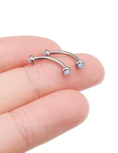Jenxnjsjo F136 Titanium 16g 6/8/10mm Opal Eyebrow/Rook/Snug/Vertical-Labret/VCH/Snake-Eyes/Anti-Tragus/Christina/Daith/Belly-Button/Bridge/Hood/Surface Curved Barbell Piercing Jewelry for Women Men - color: Pink Opal, size: 10mm