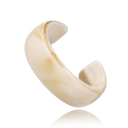 Firstmeet Wide Bold Open Cuff Acrylic Bangle - Oversized Statement Bracelet for Edgy Style - color: Beige