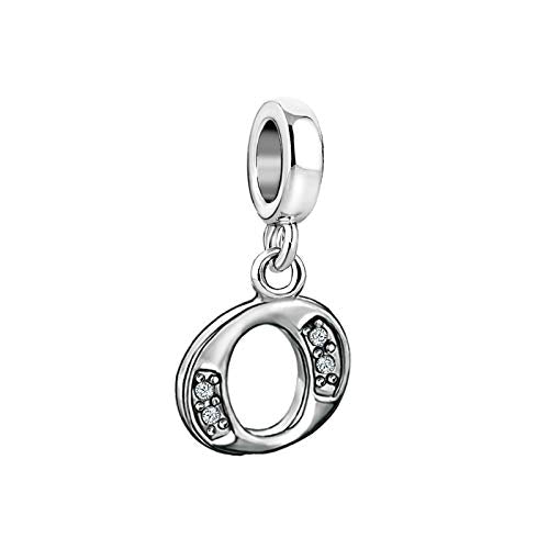 LSxAB Sparkling Initial Letter Charm Compatible with Pandora Charms Bracelets for Women A-Z Pendant Jewelry - style: O
