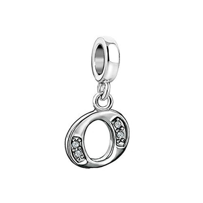 LSxAB Sparkling Initial Letter Charm Compatible with Pandora Charms Bracelets for Women A-Z Pendant Jewelry - style: O