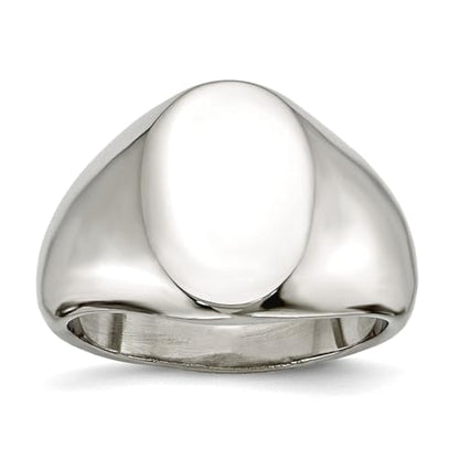 JewelryWeb Stainless Steel Polished Oval Signet Ring Ring for Women - size: 12