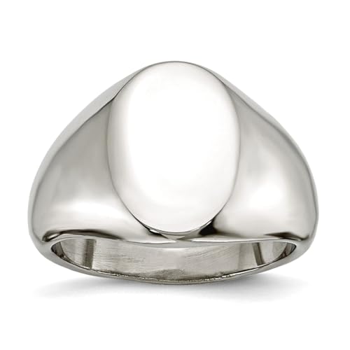 JewelryWeb Stainless Steel Polished Oval Signet Ring Ring for Women - size: 9