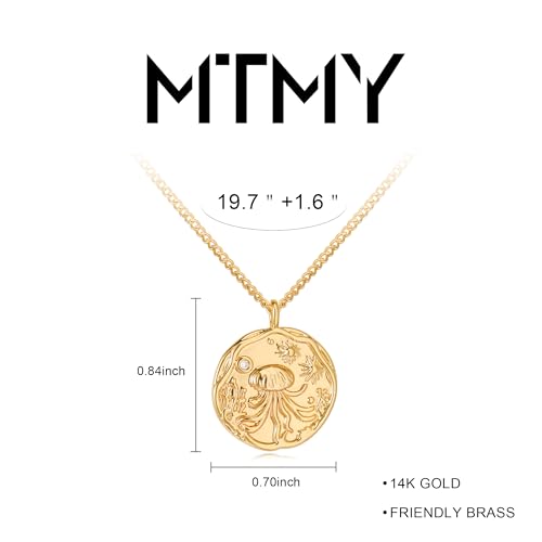 MTMY Gold Starfish Necklace 14K Gold Plated Shell Conch Ocean Pendant Necklace for Women Beach Summer Jewelry - style: jellyfish