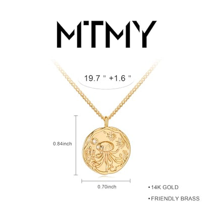 MTMY Gold Starfish Necklace 14K Gold Plated Shell Conch Ocean Pendant Necklace for Women Beach Summer Jewelry - style: jellyfish