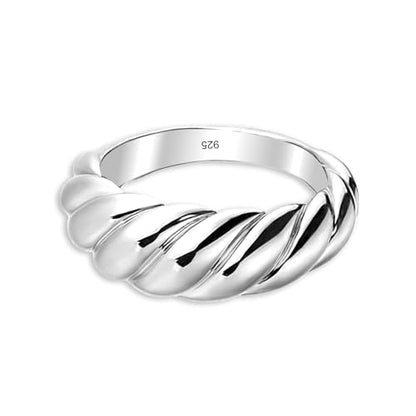 LeCalla 925 Sterling Silver Chunky Bold Signet Rings for Women and Men | Textured Twisted and Ribbed Statement Rings | Minimalist Texture Silver Ring Jewelry for Women & Men (Sizes 6-8 No.) - size: Ring Size-6No., style: Croissant Braided