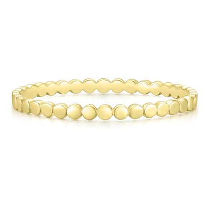 Mameloly 1.5mm 14K Gold Plated Wedding Bands for Women Dainty Stackable Thin Dot Ring Statement Ring Size 3-12 - color: Dot