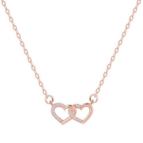 Starain Sunflower Necklaces for Women 14K Gold Plated Rotate Sunflower Pendant Necklace Cute Fun Necklaces 18 inch - color: G-Rose Gold Heart