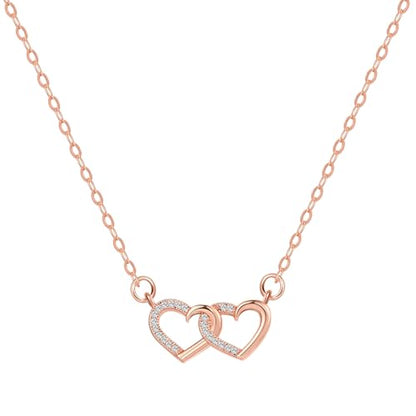 Starain Sunflower Necklaces for Women 14K Gold Plated Rotate Sunflower Pendant Necklace Cute Fun Necklaces 18 inch - color: G-Rose Gold Heart