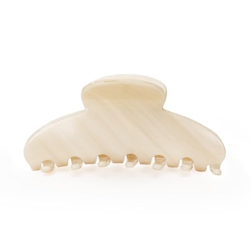 4.3 Inch Large Claw Clip for Thin Hair & Thick Half Ups, Cute Acetate French Hair Clips for Women, Non-Slip Secure Updos & Chic Daily Styles, Cream White - color: Cream White