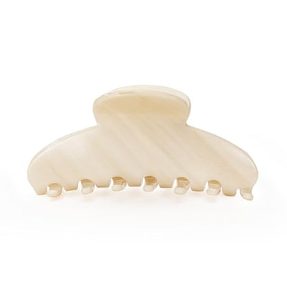 4.3 Inch Large Claw Clip for Thin Hair & Thick Half Ups, Cute Acetate French Hair Clips for Women, Non-Slip Secure Updos & Chic Daily Styles, Cream White - color: Cream White