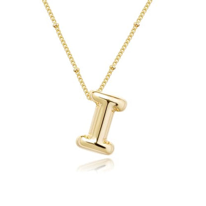 Ewrkbrㅤ Initial Necklaces for Women, 14k Gold Plated Bubble Letter Necklace Chunky Gold Necklace Dainty Charm Initial Necklaces for Women Trendy Custom Preppy Stocking Stuff Necklace Christmas Gifts - color: Gold, style: I
