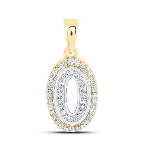 Sonia Jewels Solid 10K Yellow and White Gold Two Tone Real Natural Diamond Womens A-Z Initial Letter Pendant Charm for Necklaces 1/6 Carat (.17 Cttw) - style: O - 10k White and Yellow Gold
