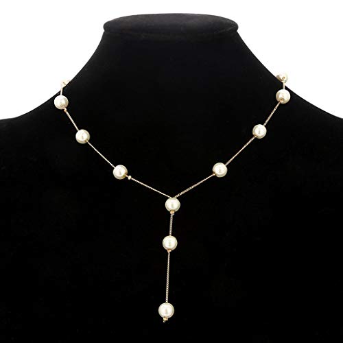 Bridal Necklace Earring and Bracelet Set Faux Pearl Jewelry Set for Women Wedding Bridal Jewelry (Gold)