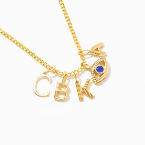 14K Solid Gold Initial Letter Charm Pendant for Women - Personalized Block Letter Add On Charm (A to Z All Letters) - color: K