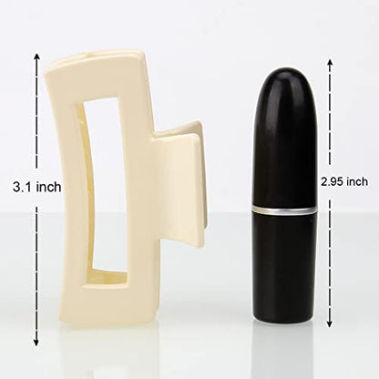 Canitor Hair Claw Clips for Thin Hair 3.1 inches Acrylic Rectangular Hair Clips Tortoise Barrettes French Design Banana Jaw Clips Hair Clips Non-slip Clip - color: black, amber, off white, jelly yellow