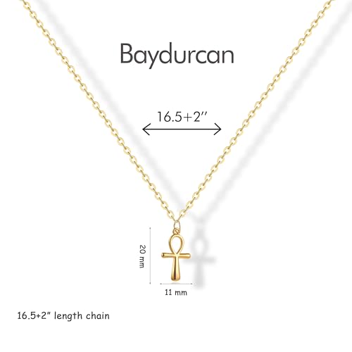 Baydurcan Dainty Gold Necklace for Women Ankh Mom Jesus Sun Star Necklace | 14K Gold Plated Pendant Necklaces Gifts for Friends Sister Mother, Birthday, Christmas, Graduation, Inspirational Gifts - style: Ankh