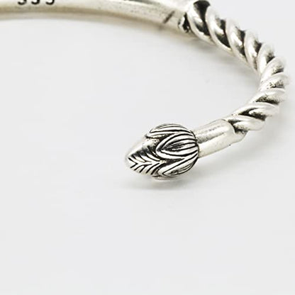 Innocence S925 Silver-Plated Antique Wide Feather Cuff Bracelet For Men Women Adjustable Retro Twisted Feathers Bracelets Gift Jewelry - color: Six True Words