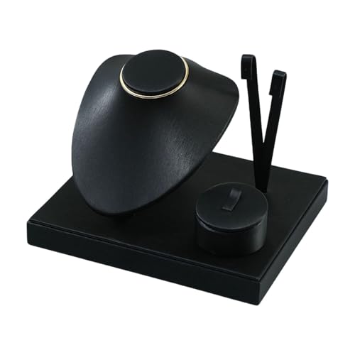 Colaxi Jewelry Display Set Earring Stand Multiple Combination Necklace Bust Holder Showcase for Gift Vanity Bedroom Collection Woman, Black - color: Black