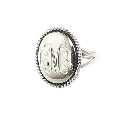 The Personal Exchange Nautical Rope Monogram Oval Sterling Silver Ring