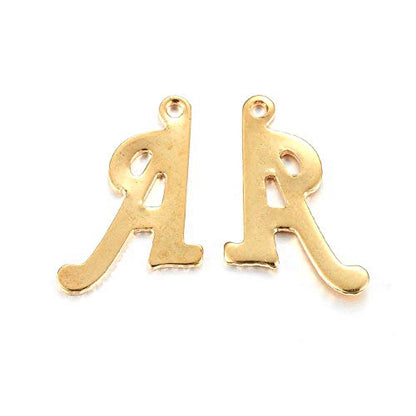Mega Pet 26pcs Stainless Steel Letter Alphabet Pendants Charms Golden Letter A-Z Jewelry Charms DIY Accessories for Bracelets Necklaces Jewerly Making - size: 13.5~18x4.5~15x1mm#26 Letters
