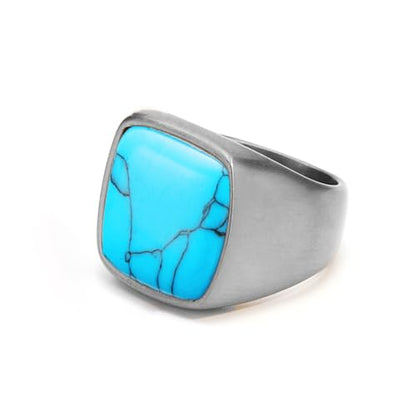 Turquoise Ring for Men Stainless Steel Classical Statement Band Ring Size 7-12 - color: B