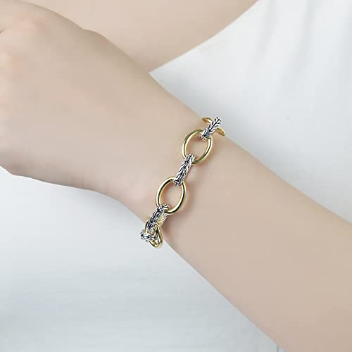 UNY JEWEL Jewelry Make a Statement with Foxtail Link Chain Bracelet Designer Brand Inspired Women Valentine - color: Two Tone