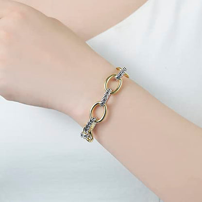 UNY JEWEL Jewelry Make a Statement with Foxtail Link Chain Bracelet Designer Brand Inspired Women Valentine - color: Two Tone