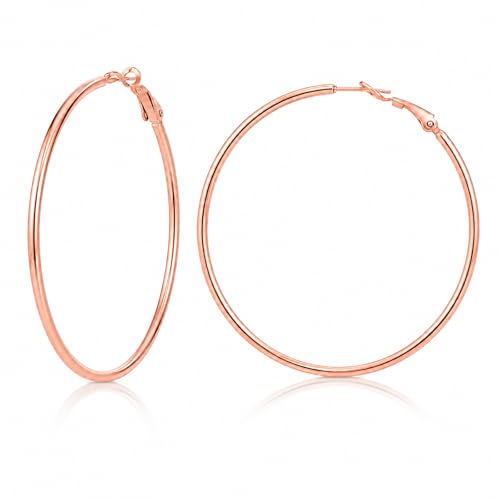 TIZU Big Hoop Earrings for Women Stainless Steel Hypoallergenic 14K Gold/Rose Gold/Black/Silver Hoop Earrings, 40mm/50mm/60mm/70mm Hoops Earrings Birthday Mothers Day Jewelry Gifts Women - color: Rose Gold, size: 30mm