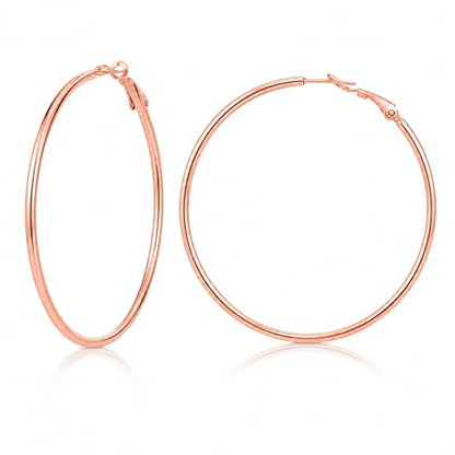 TIZU Big Hoop Earrings for Women Stainless Steel Hypoallergenic 14K Gold/Rose Gold/Black/Silver Hoop Earrings, 40mm/50mm/60mm/70mm Hoops Earrings Birthday Mothers Day Jewelry Gifts Women - color: Rose Gold, size: 50mm