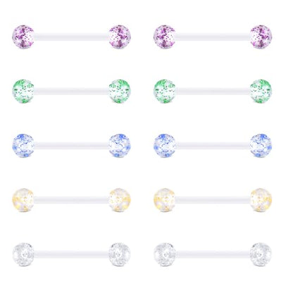 FECTAS 14G Plastic Nipple Rings for Surgery Plastic Tongue Rings Bioflex Flexible Acrylic Piercing Retainer 5 Pairs 14/16/18mm - style: Modern