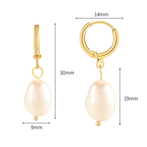 XYJZXY Gold Huggie Small Hoop Earrings with Charm Personalized Snake/Evil Eye/Star/Cross/Lock/Key 18k Gold Plated Crystal Drop Dangle Earrings for Women - style: Pearls