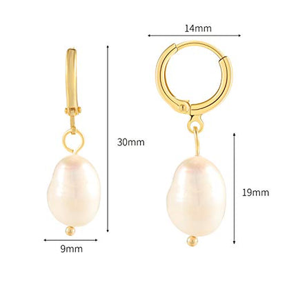 XYJZXY Gold Huggie Small Hoop Earrings with Charm Personalized Snake/Evil Eye/Star/Cross/Lock/Key 18k Gold Plated Crystal Drop Dangle Earrings for Women - style: Pearls