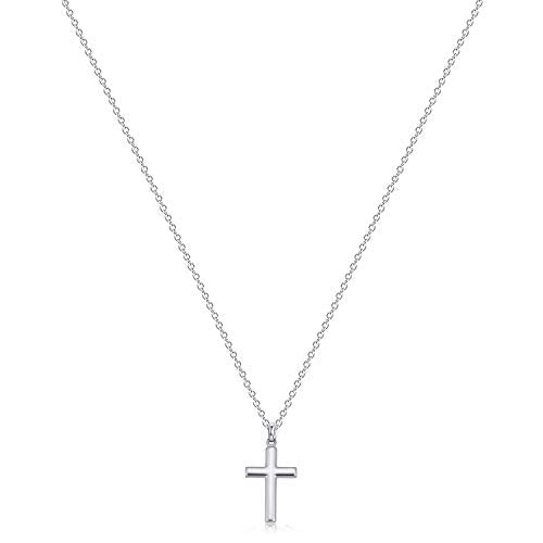 Fettero Cross Necklace for Women Faith Pendant 14K Plated Dainty Chain Necklaes Minimalist Simple Tiny God Lords Prayer Religious Jewelry - style: Blank Sliver