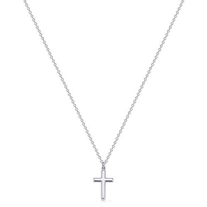Fettero Cross Necklace for Women Faith Pendant 14K Plated Dainty Chain Necklaes Minimalist Simple Tiny God Lords Prayer Religious Jewelry - style: Blank Sliver