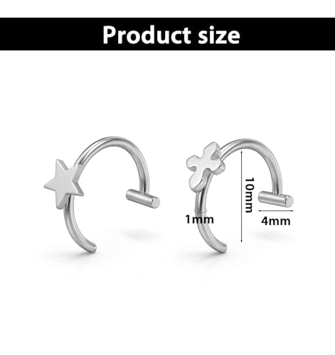 13 Pcs Fake Lip Rings, Stainless Steel Fake Lip Piercings, Non-Piercing | Faux Septum Hoops for Women Men, Halloween Jewelry