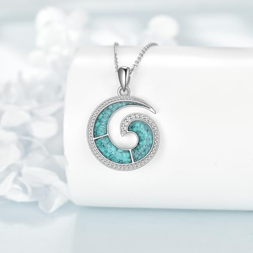 ONEFINITY Ocean Wave Necklace for Women Turquoise Wave Pendant Necklace Beach Jewelry Gifts