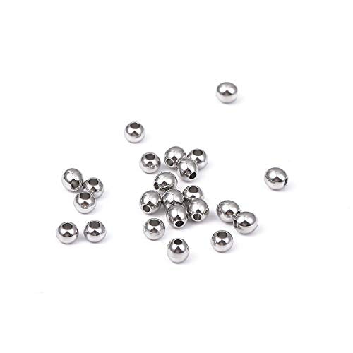 Stainless Steel Spacer Beads 4x3mm Round Loose Charm Caps Beads for DIY Jewelry Making 100pcs with 1.5mm Hole - color: 4x3mm 1.5mm
