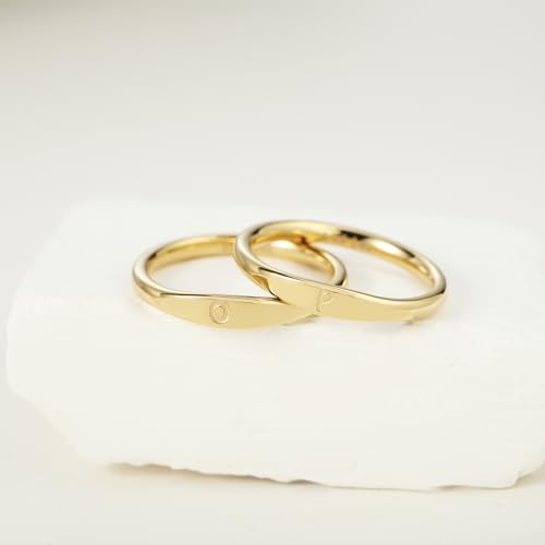 Gold Initial Rings for Women Non Tarnish Thumb Rings for Teen Girls 14K Gold plated for Women - color: O