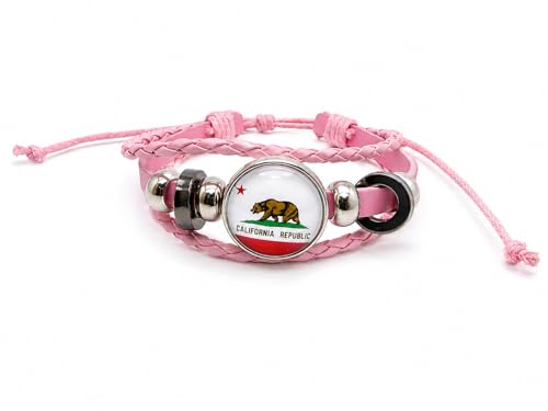 World Cup National Team Soccer Fan Bracelet – Faux Leather – Sports Fashion Jewelry - color: California Pink